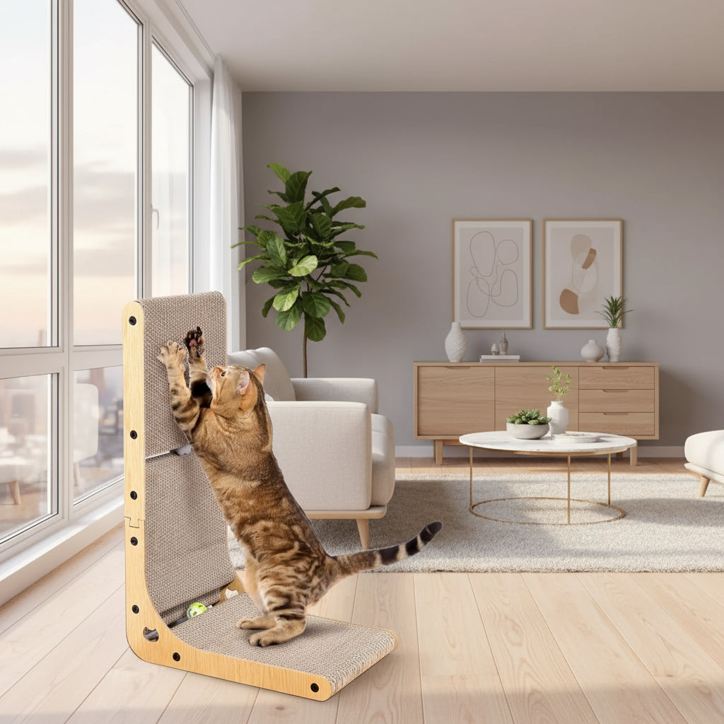 L Shape Cat Scratcher, 23.6 Inch Cat Scratchers for Indoor Cats, Protecting Furniture Cat Scratch Pad, Cardboard Cat Scratching