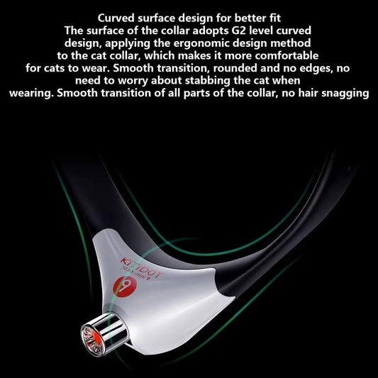 Cat collar with ergonomic design on a black background