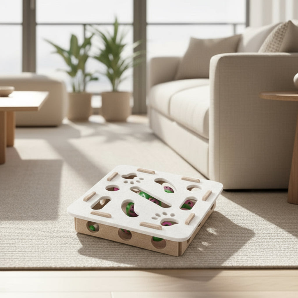 Pet Cat Puzzle Maze Holes Toys Felt Box with Bell Ball Kitten Playing Toys Interactive Funny Combination Set Cat Supplies