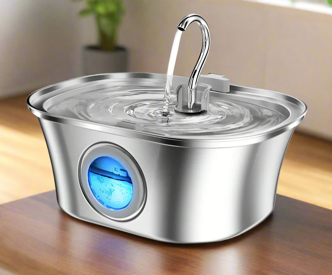 HEYBO Cat Water Fountain 3.2L Automatic Stainless Steel Pet Fountain Dog Water Dispenser