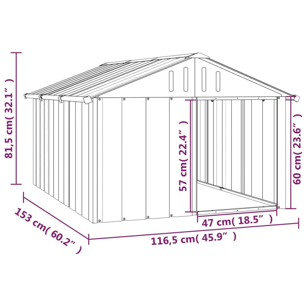 Dog House Gray 45.9"X60.2"X32.1" Galvanized Steel