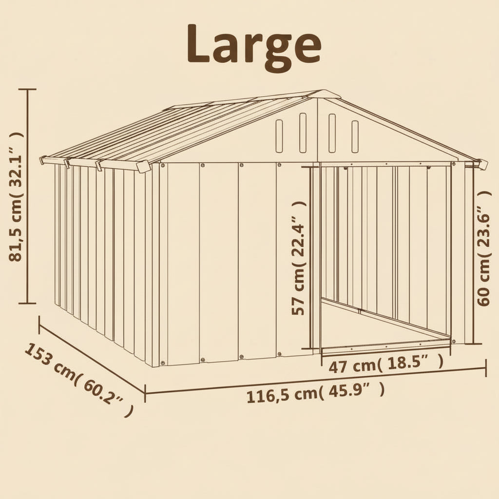 Dog House Gray 45.9"X60.2"X32.1" Galvanized Steel