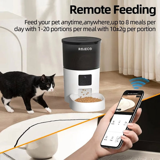 Automatic Cat Feeder with Camera Video Cat Food Dispenser Pet Smart Voice Recorder Remote Control Auto Feeder for Cat Dog
