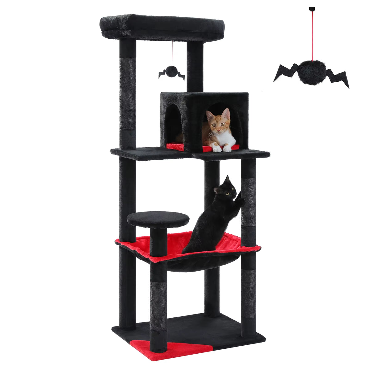 Cat Tree for Indoor Cats 5-Level Cat Tower for Large Cats with Large Hammock Sisal Covered Scratching Posts Cozy Condo Top Perch