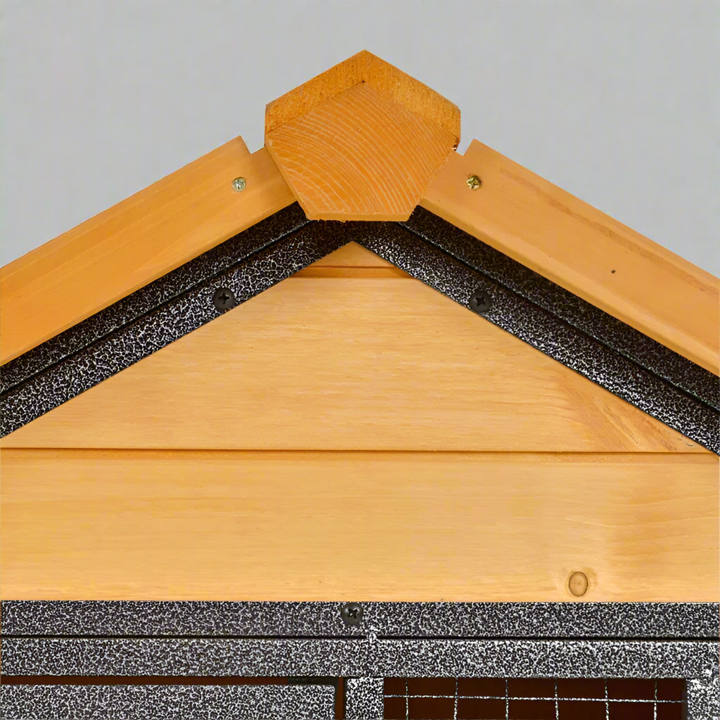 Wood-Metal Pet House Elevated Rabbit Hutch Bunny Cage Small Animal Habitat with Slide-Out Tray Lockable Door Water-Resistant Asphalt Roof for Outdoor 48" X 24.75" X 36.25" Light Yellow