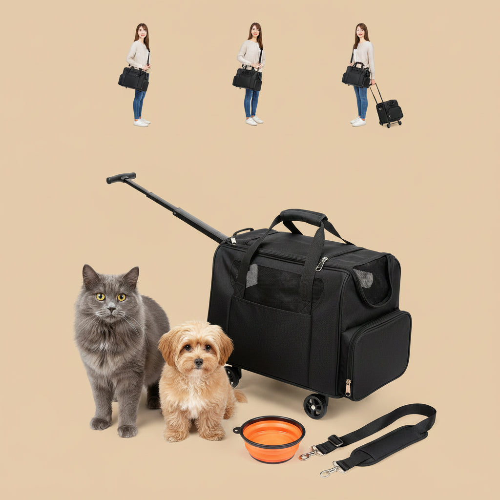 Rolling Multi-Functional Pet Carrier (25 Lbs & 35 Lbs) MustLovePets