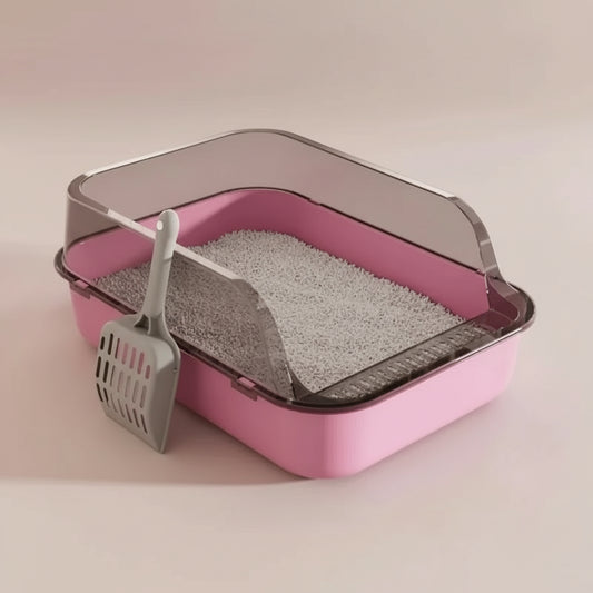 Open Cat Litter Box Thickening Kitty Sandbox Semi-Enclosed High Side Splashproof Pet Bedpans with Litter Scoop Cat Supplies