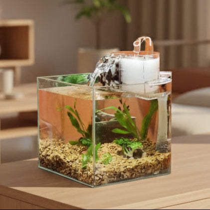 Aquarium Small Fish Tank Silent Oxygen Filter Mini Ecological Ultra-White Plastic Tank Living Room Fish Tank Aquarium Accessorie