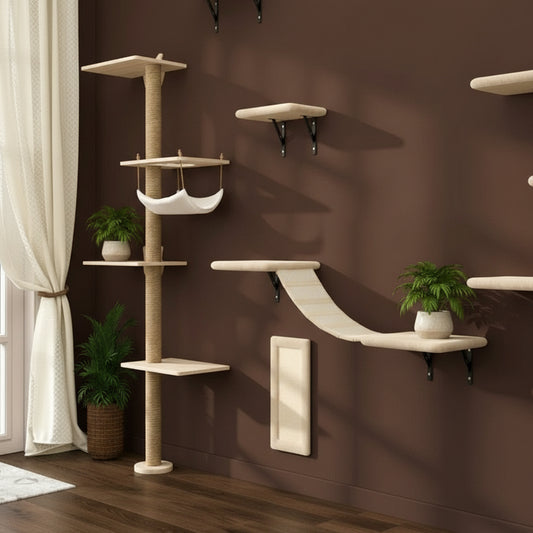 Damyanti Wall-Mounted Cat Tree Shelved 6 Pcs Climbing Center