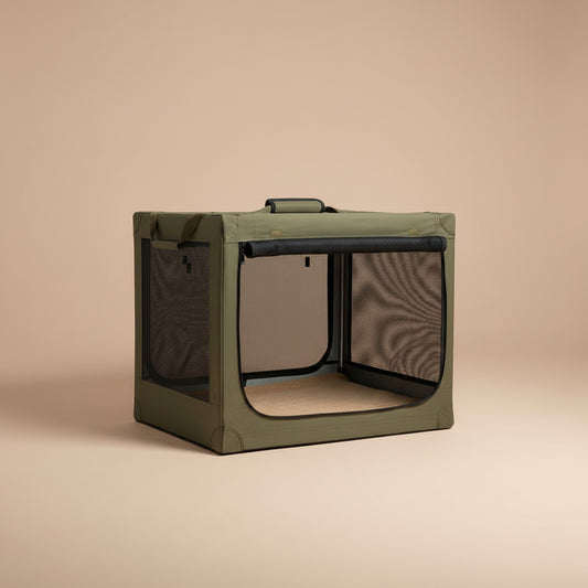Portable pet pen on a beige color background.