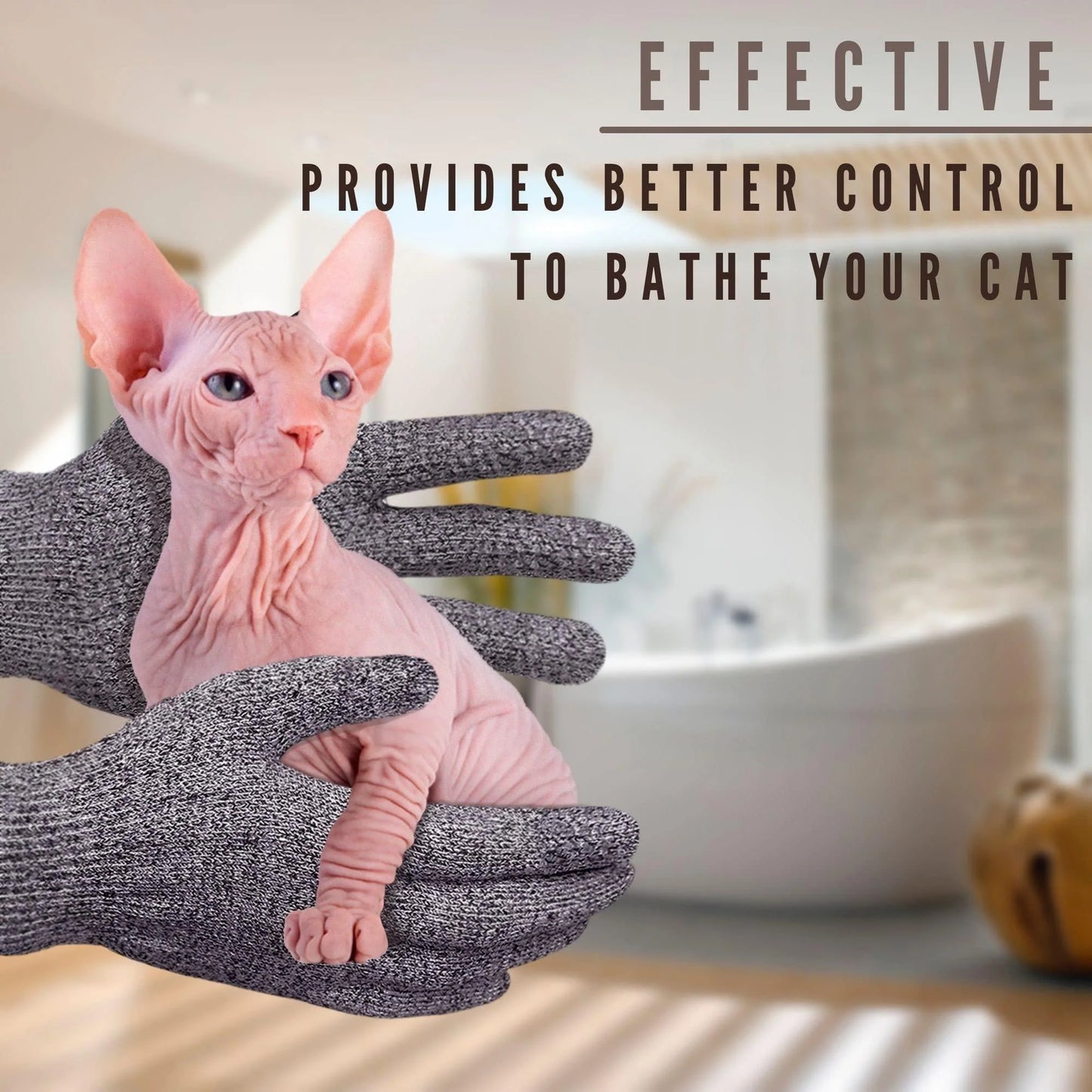 Bath Exfoliating Gloves for Sphynx Hairless Cats Carbonized Bamboo Body Scrub