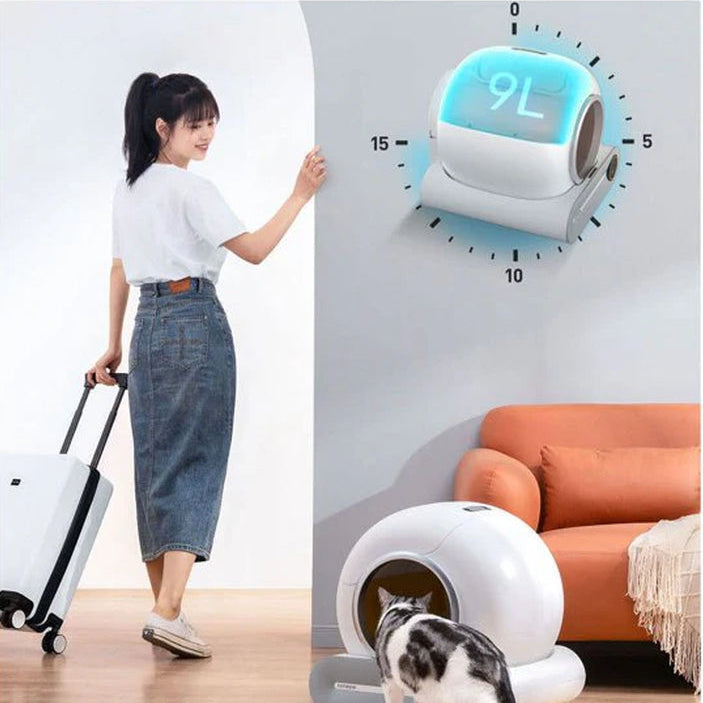Self Cleaning Cat Litter Box, Ultra-Safe Protection Automatic Cat Litter Box, APP Control/Lower Entry/Large Capacity