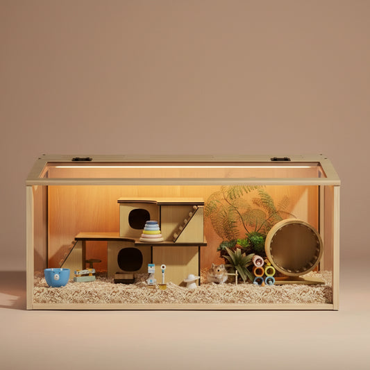 Wooden Hamster Cage for Gerbils Syrians Hamster with Openable Roof Pet Mouse Mice Rodent Small Animals Hutch Exercise Play House