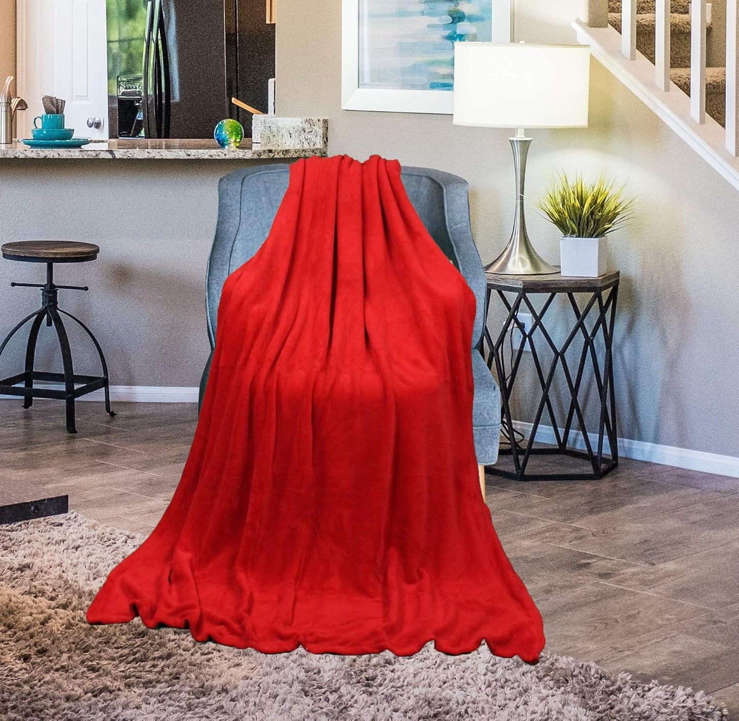 Fleece Blanket Red Small Plush Throw Blankets for Couch Flannel Soft Lightweight Microfiber Travel 50" X 60" (Red)