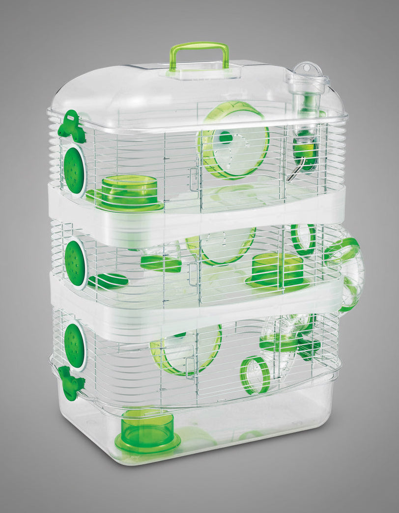 Acrylic Clear Expandable and Customizable 3-Solid Floor Levels Habitat Hamster Rodent Gerbil Mouse Mice Cage Clear Transparent