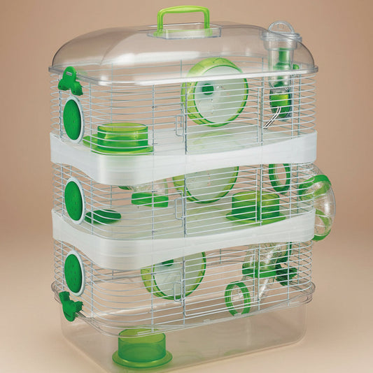 Acrylic Clear Expandable and Customizable 3-Solid Floor Levels Habitat Hamster Rodent Gerbil Mouse Mice Cage Clear Transparent