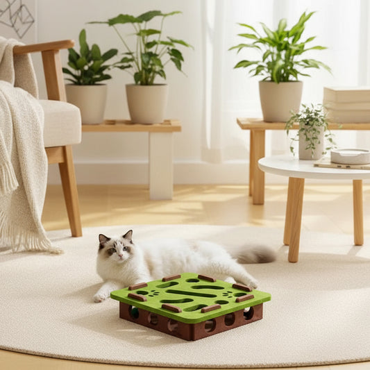 Pet Cat Puzzle Maze Holes Toys Felt Box with Bell Ball Kitten Playing Toys Interactive Funny Combination Set Cat Supplies