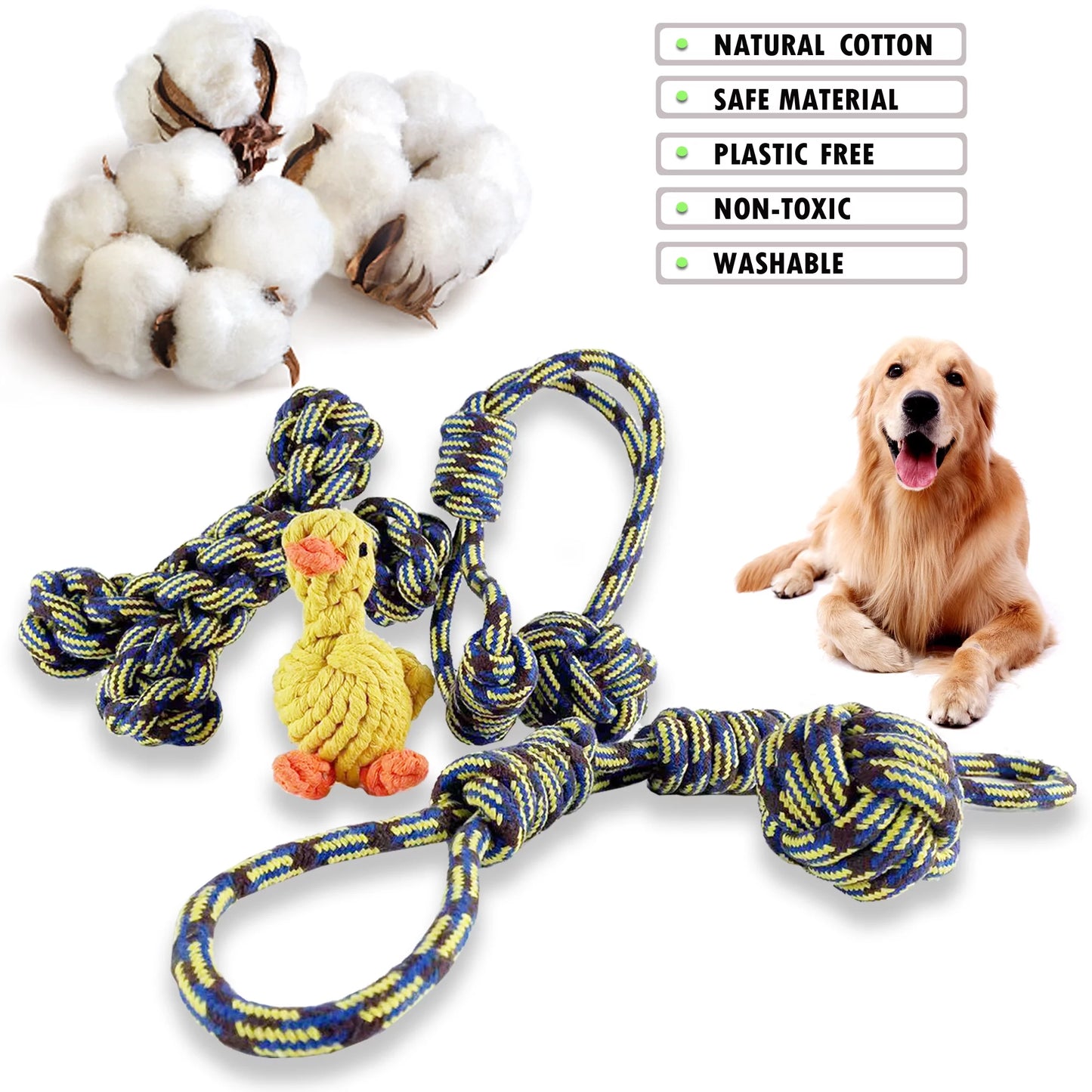 Displaying the details of the toys materials. Natural cotton, safe material, plastic free, non-toxic, washable