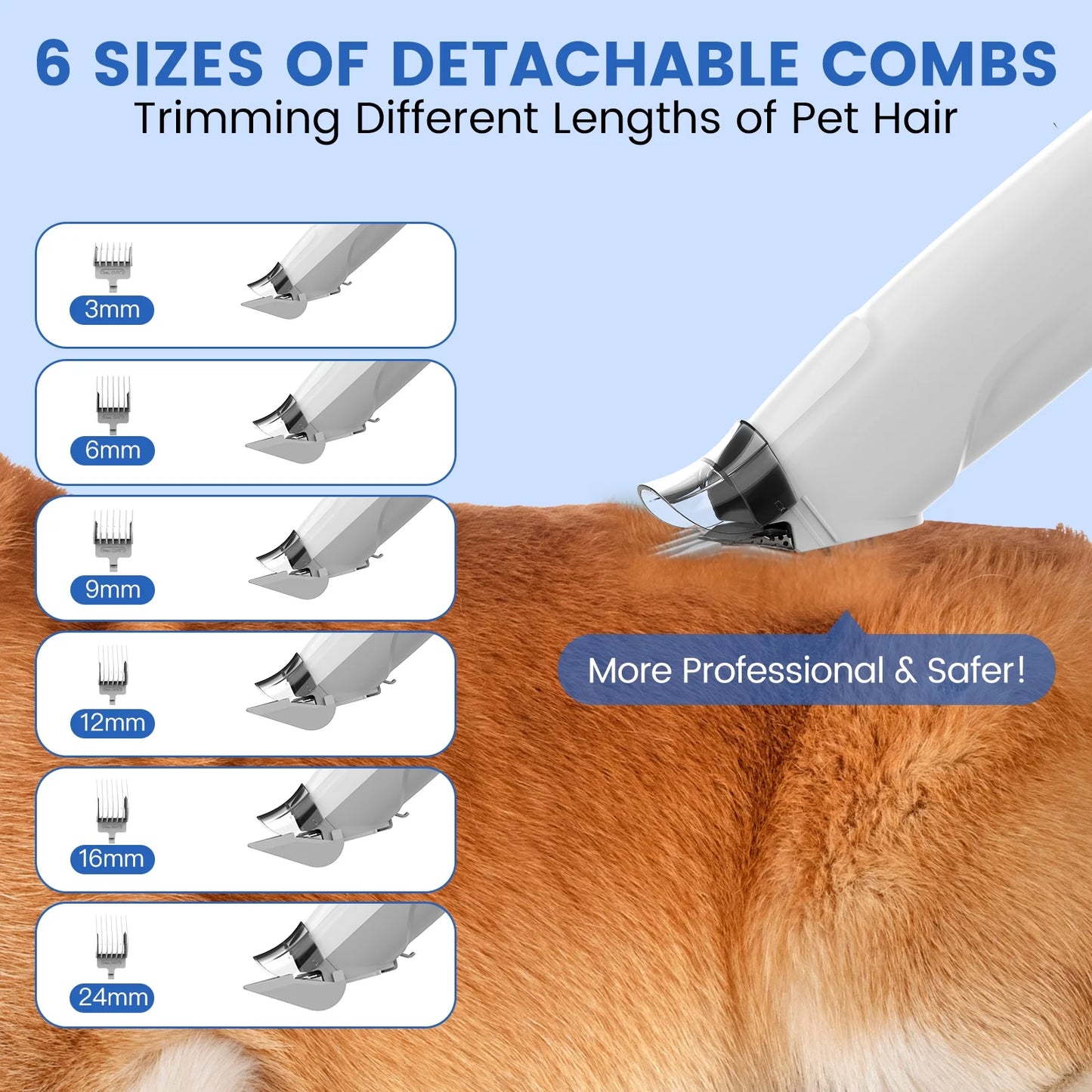 PG200 Cordless Rechargeable Pet Grooming Kit with Adjustable Clippers for Dogs & Cats