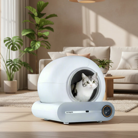 Self Cleaning Cat Litter Box, Ultra-Safe Protection Automatic Cat Litter Box, APP Control/Lower Entry/Large Capacity