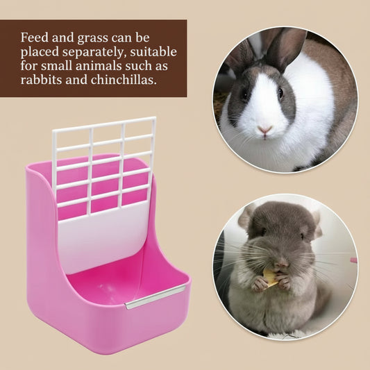 Rabbit Food Feeder Small Animal Supplies Rabbit Chinchillas Guinea Pig 2 in 1 Feeding Bowls Double Use for Grass and Food
