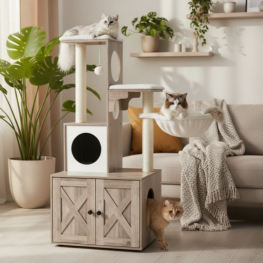 53" Kimmel Cat Tree with Litter Box Enclosure