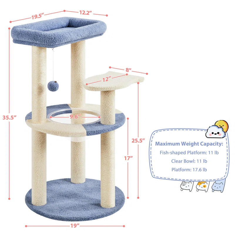 Gillispie Cat Tree with Clear Bowl