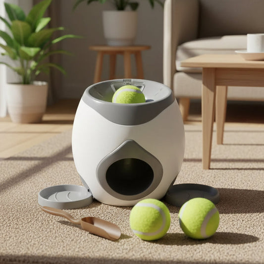 Automatic Ball Launcher for Dog Toy, Interactive Tennis Ball Launcher Machine for Medium Dogs, Interactive Training Smart Feeder