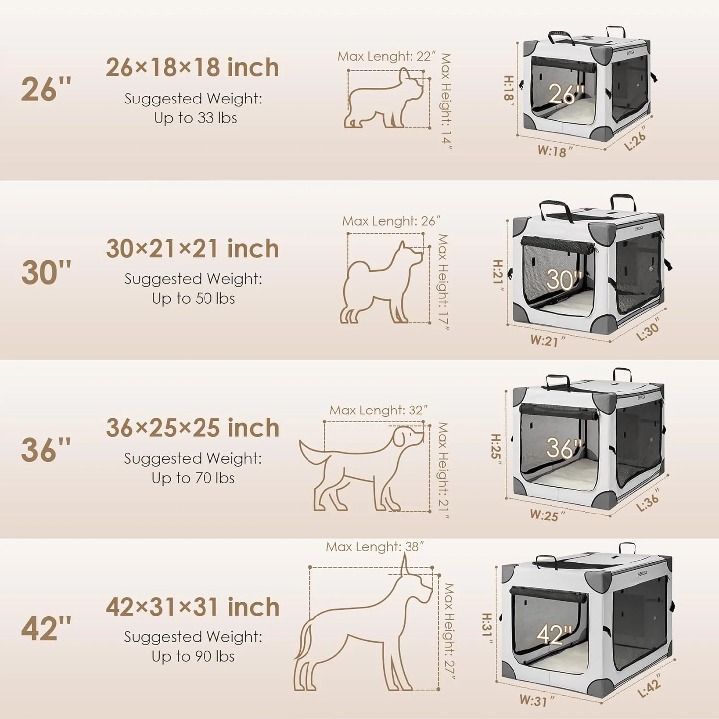 Collapsible Dog Crate 36”