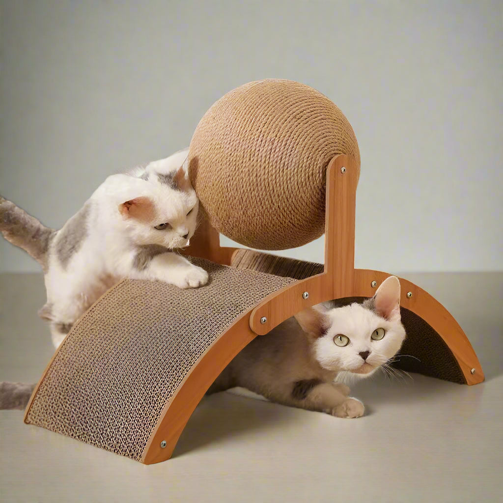 Cat Grabbing Board Wooden Cat Climbing Frame Vertical Scratch Resistant Cat Toy Rotating Sisal Rope Cat Grabbing Ball Cat Tower