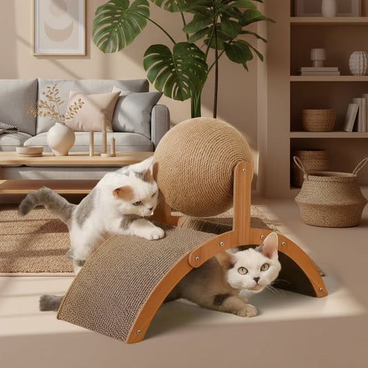 Cat Grabbing Board Wooden Cat Climbing Frame Vertical Scratch Resistant Cat Toy Rotating Sisal Rope Cat Grabbing Ball Cat Tower