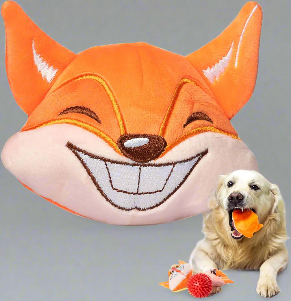 Dog Toys for Aggressive Chewers (3In1) - Squeaky Dog Toys Interactive - Dog Toys for Medium Dogs, Large & Small Breeds - Puppy Teething Chew Dog Toy - Juguetes Perros - Orange