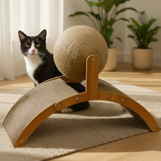 Cat Grabbing Board Wooden Cat Climbing Frame Vertical Scratch Resistant Cat Toy Rotating Sisal Rope Cat Grabbing Ball Cat Tower