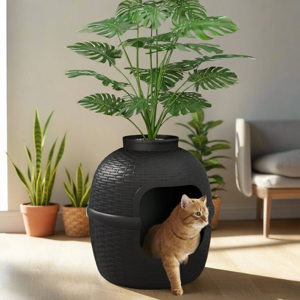 Damase Hidden Cat Litter Box Enclosure with Decorative Planter