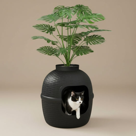 Damase Hidden Cat Litter Box Enclosure with Decorative Planter