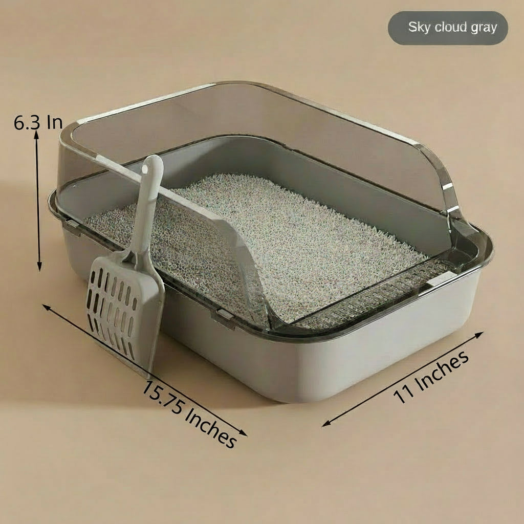 Open Cat Litter Box Thickening Kitty Sandbox Semi-Enclosed High Side Splashproof Pet Bedpans with Litter Scoop Cat Supplies