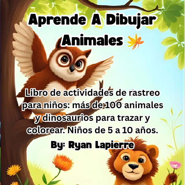 Book cover of 'Aprende A Dibujar Animales' with animals and text on a colorful background