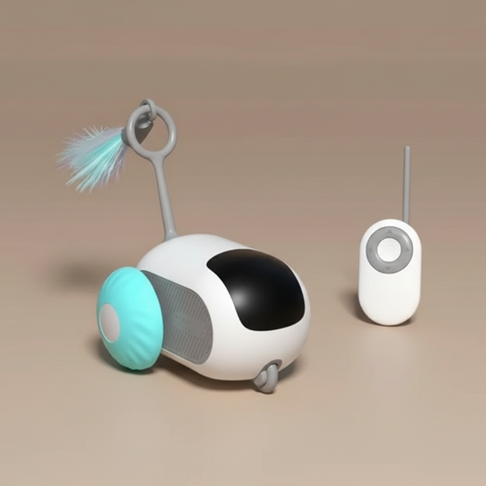 Pet toy with a remote control on a beige background