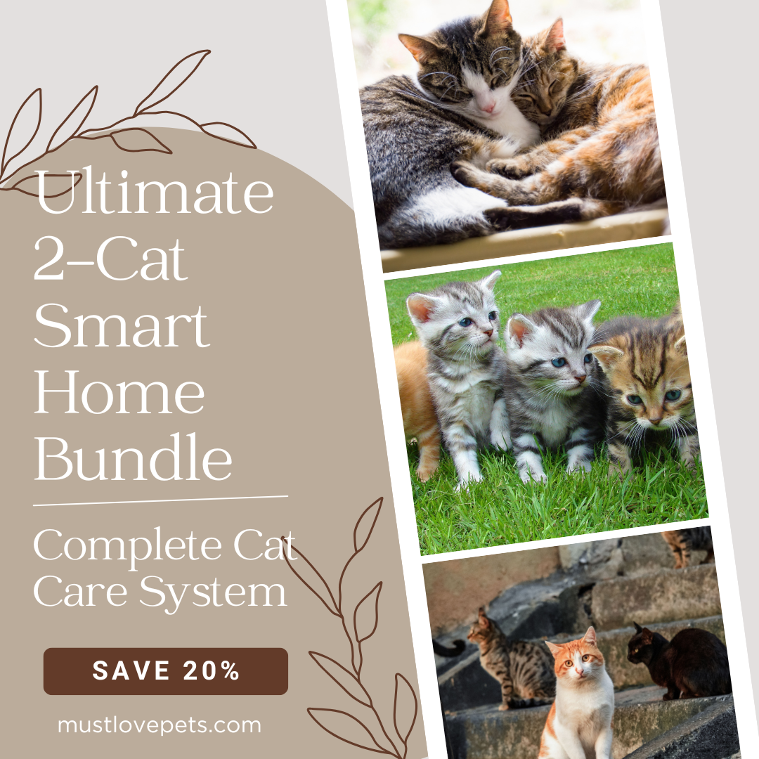 Save 20% with the Complete 2-Cat Smart Home Bundle featuring litter box, dual feeder, and furniture