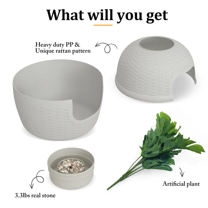 Damase Hidden Cat Litter Box Enclosure with Decorative Planter
