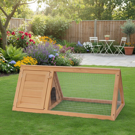 Animal Cage Brown Fir Wood Durable Animal Cage Rectangular