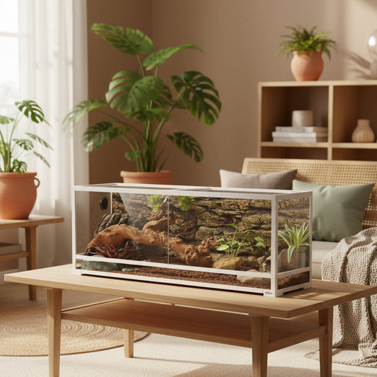 64 Gallon White Tempered Reptile Terrarium, Easy Assembly