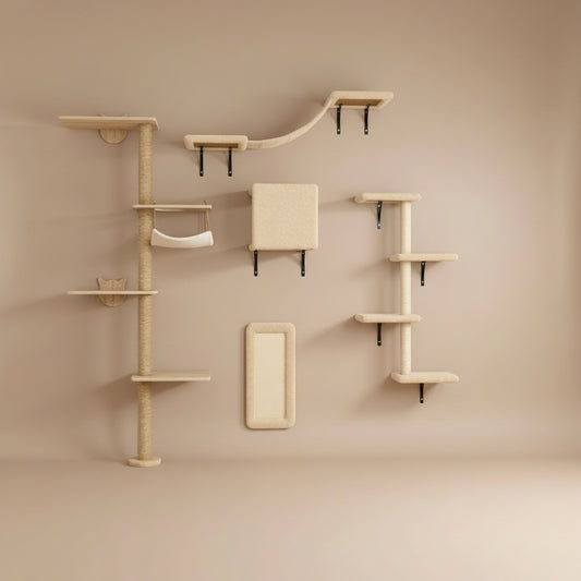 Damyanti Wall-Mounted Cat Tree Shelved 6 Pcs Climbing Center