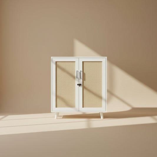 Modern Cat Litter Box Enclosure with Lock and Sisal Door