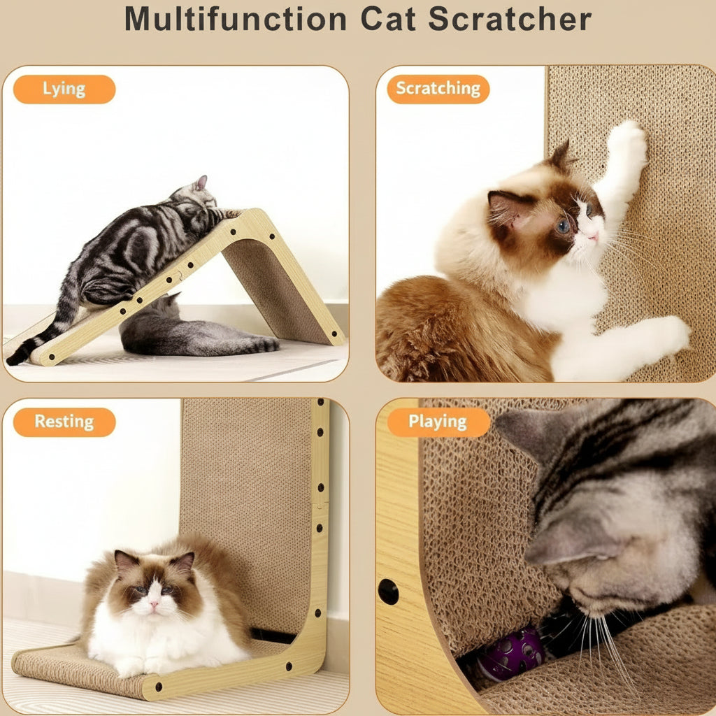 L Shape Cat Scratcher, 23.6 Inch Cat Scratchers for Indoor Cats, Protecting Furniture Cat Scratch Pad, Cardboard Cat Scratching