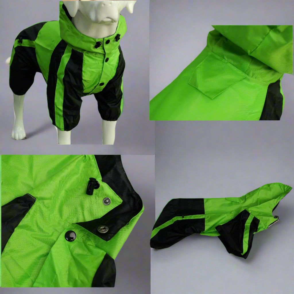 Pet Apparel Large Dog Clothing Raincoat Pet Clothes Rain Coat for Big Large Dogs Red Green Waterproof (L-M, Green)