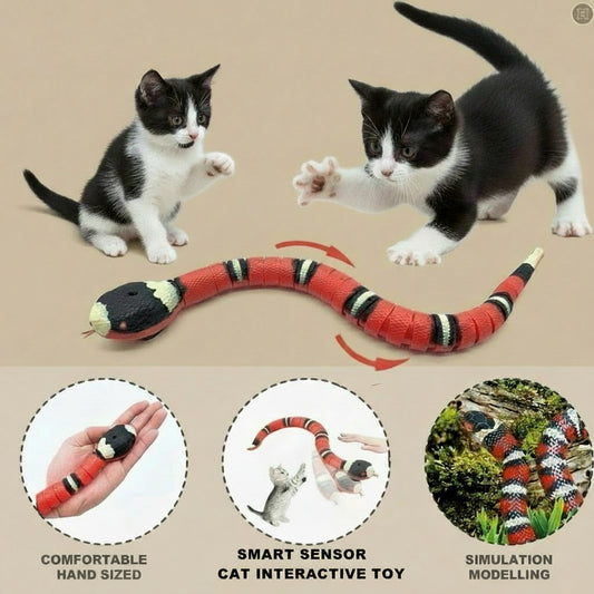 Automatic Cat Toys Interactive Smart Sensing Snake Teasetoys for Cats USB Charging Cat Accessories for Pet Cats Game Play To