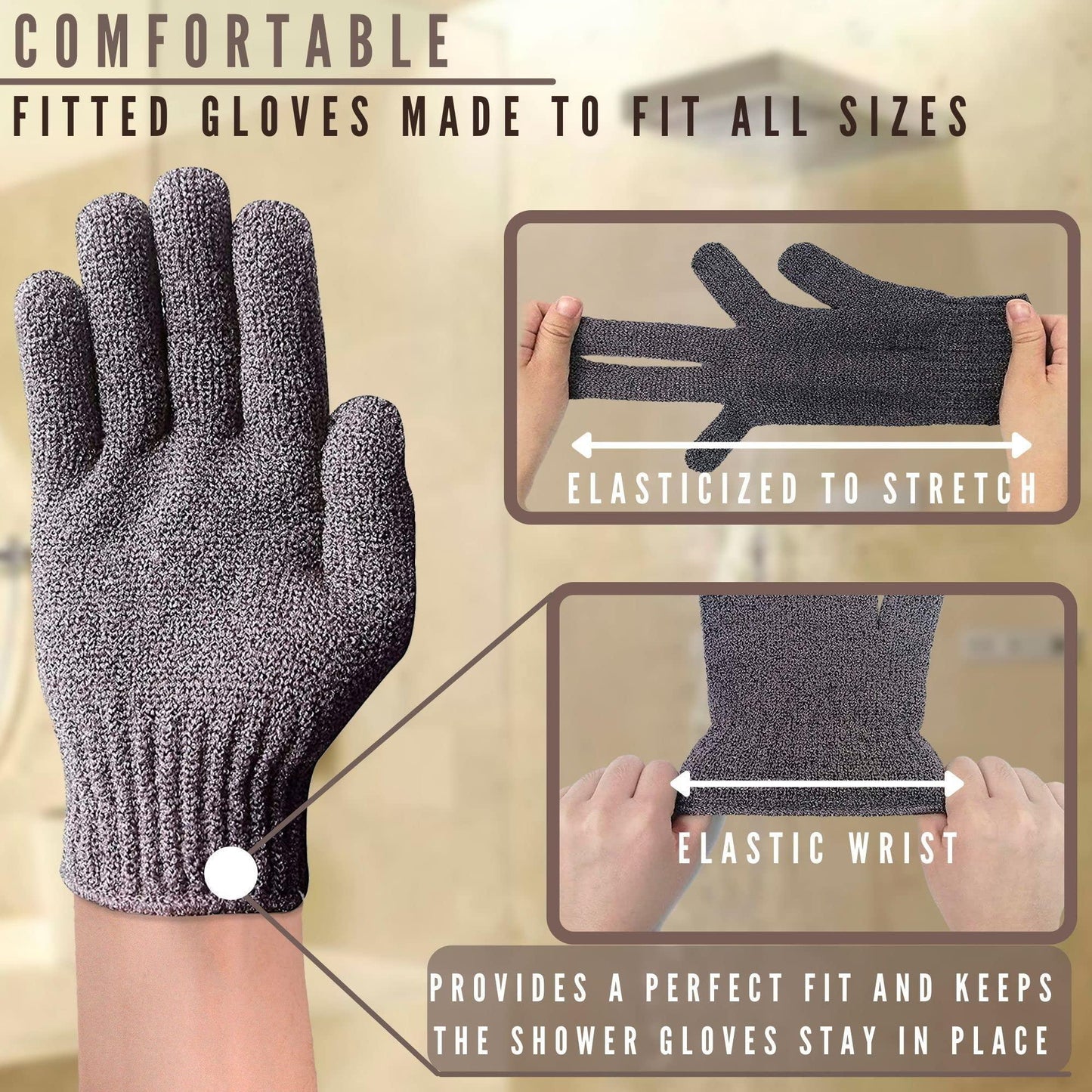 Bath Exfoliating Gloves for Sphynx Hairless Cats Carbonized Bamboo Body Scrub