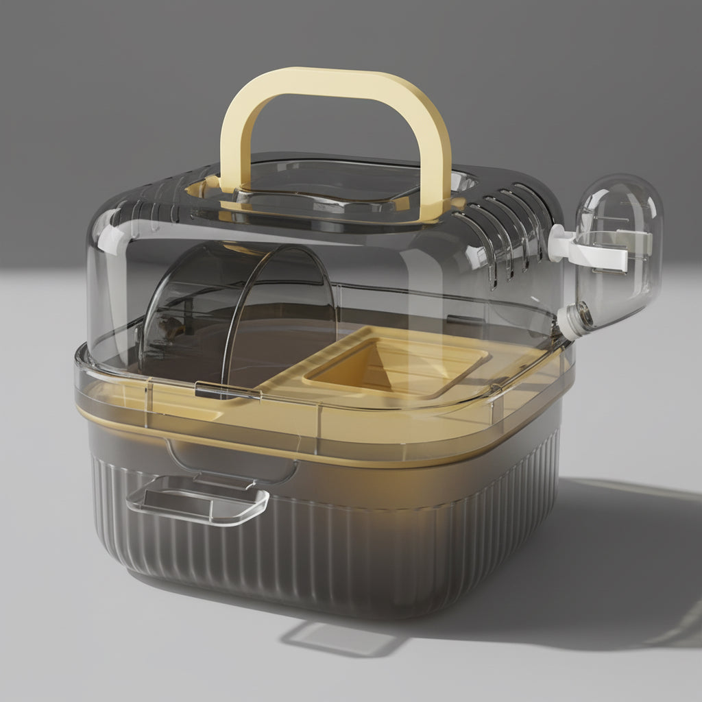 Hamster Outdoor Carrier Cage Portable Hamster Cage with Clear Large Flip Cover for Hamster Bird Carrying Pet Supplies