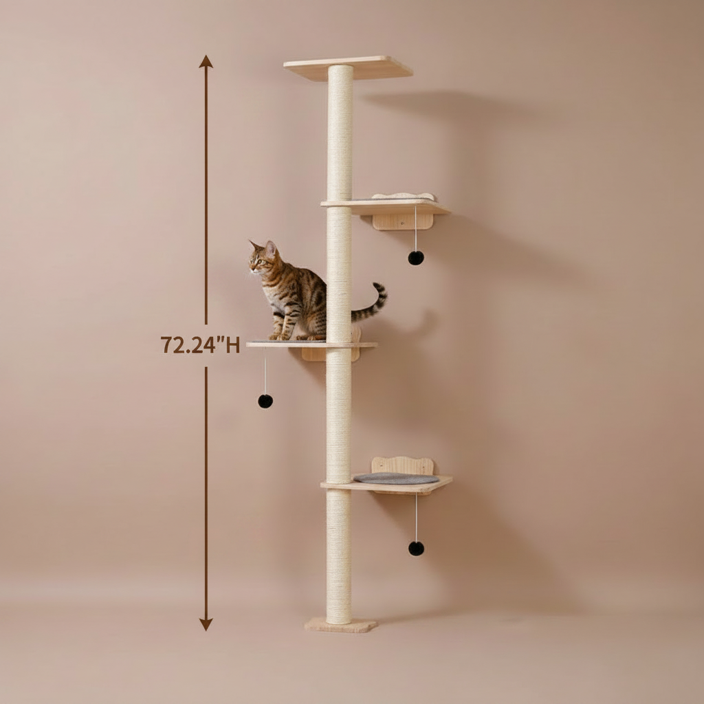 4-Tier Wall-Mounted Cat Tree Set